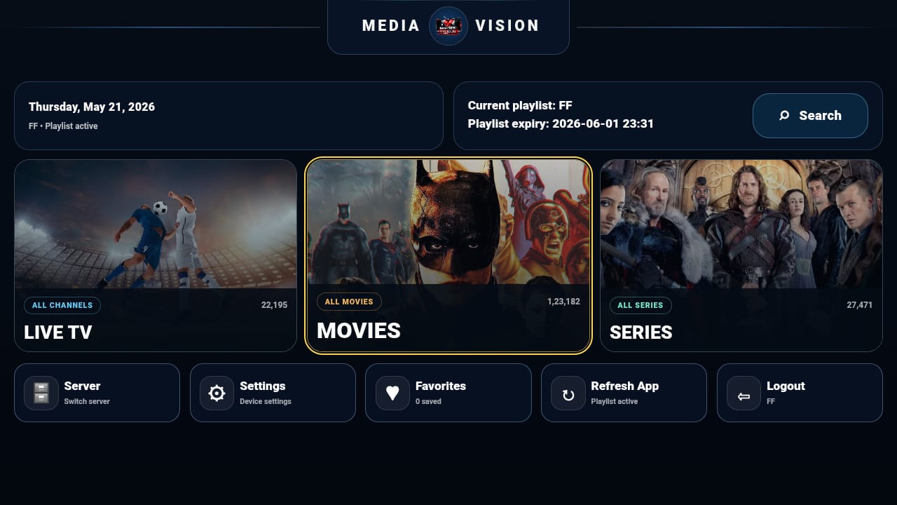 Media Vision home screen